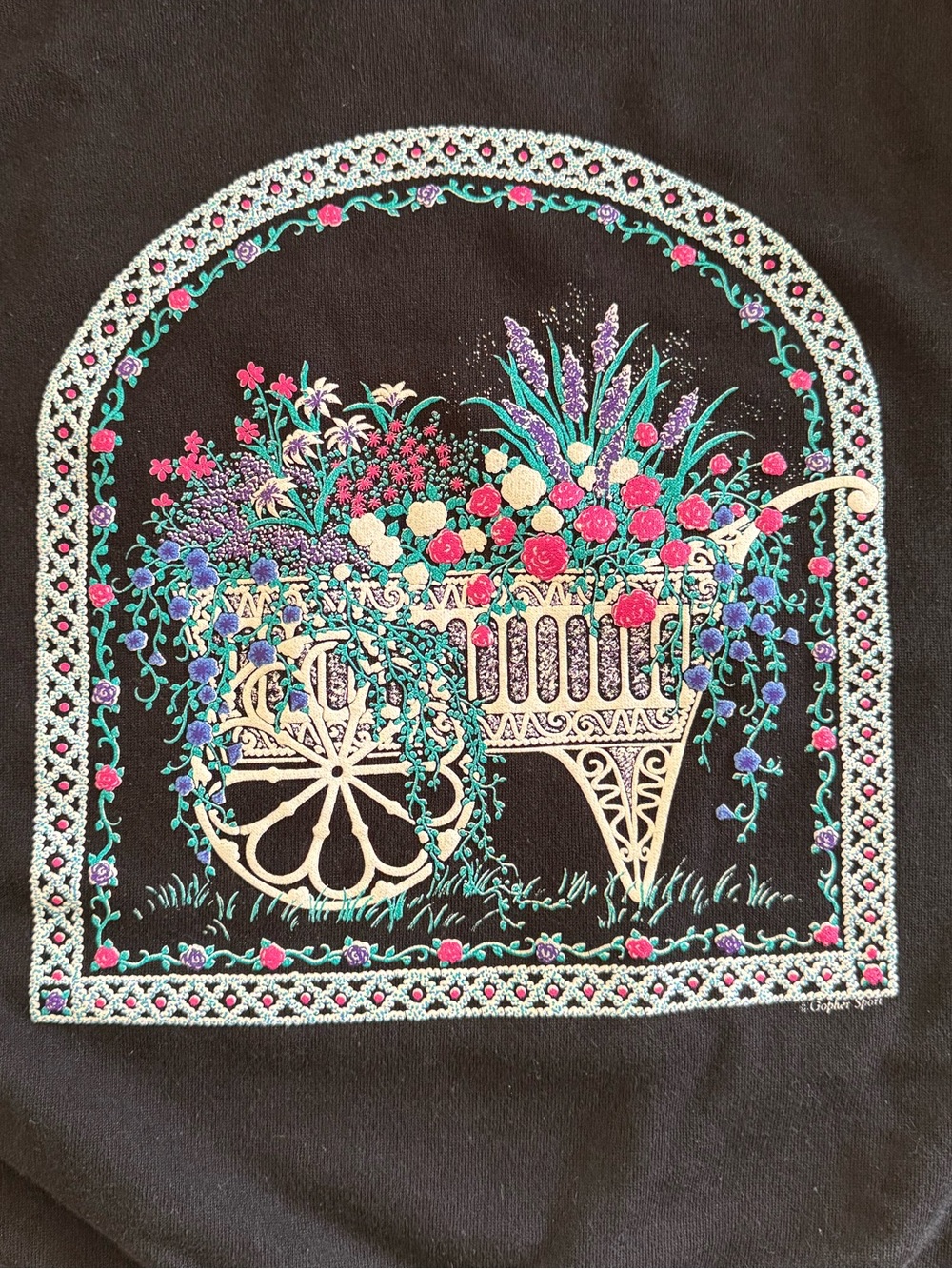 Vintage Black Floral Gopher Sport Wheelbarrow Graphic Crewneck Sweater